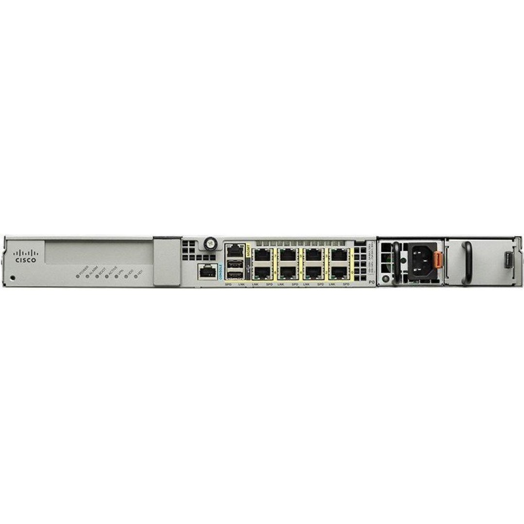 Cisco ASA 5545-X Firewall Edition; includes firewall services, 2500 IPsec VPN peers, 2 SSL VPN peers, 8 copper Gigabit Ethernet data ports, 1 copper Gigabit Ethernet management port, 1 AC power supply, DES encryption, 2 SSD 120GB