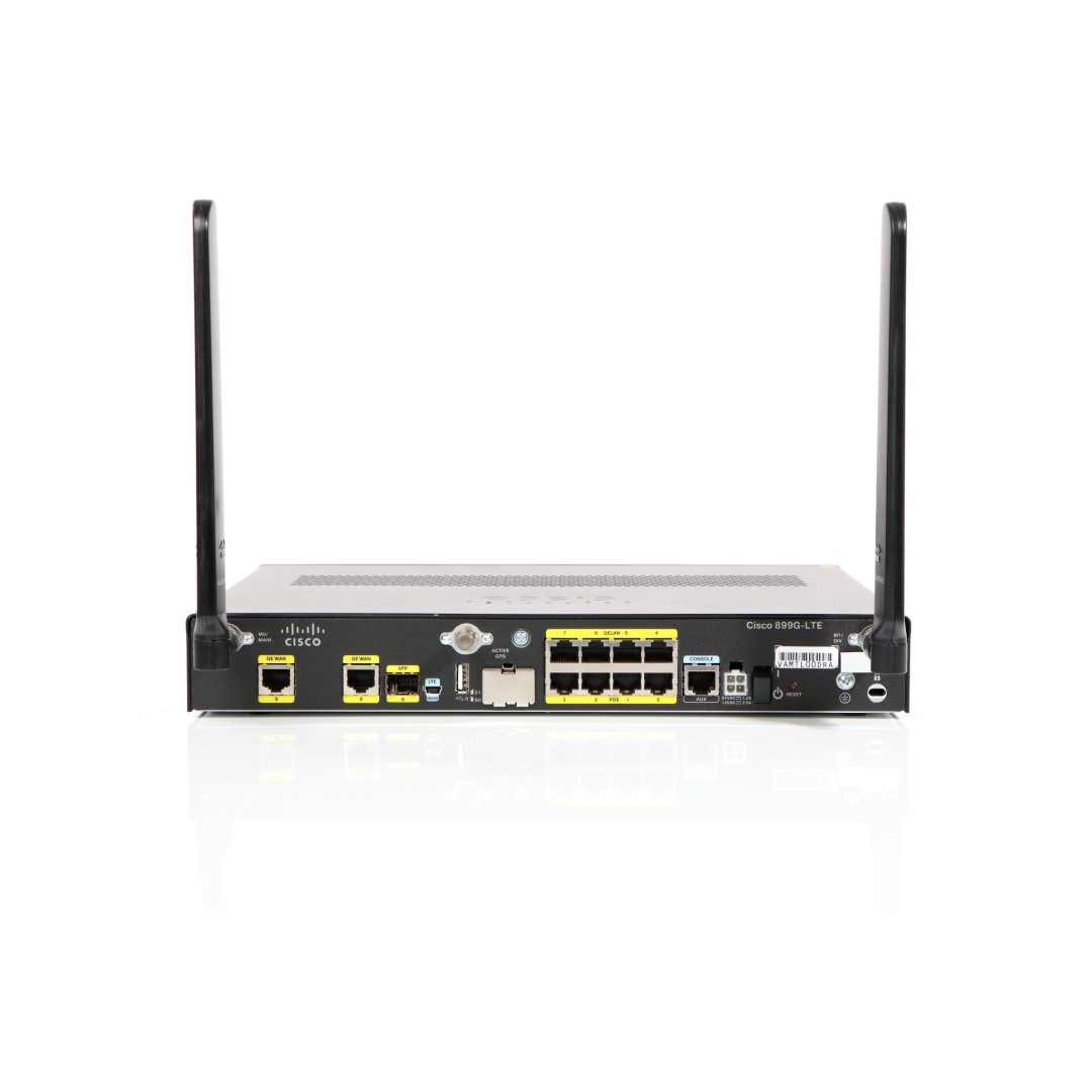 Cisco 899G ISR LTE 2.0 Secure IOS Gigabit Router SFP with Sierra Wireless MC7304/Qualcomm MDM9215 for Australia and Europe, LTE 800/900/1800/ 2100/2600 MHz, 850/900/1900/2100 MHz UMTS/HSPA+ bands