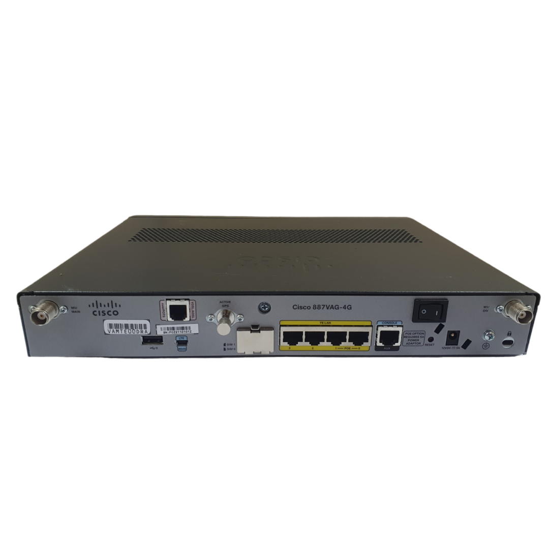Cisco 887VAG ISR LTE 2.0 Secure IOS Router VDSL/ADSL2+ Annex A with Sierra Wireless MC7304/Qualcomm MDM9215 for Australia and Europe, LTE 800/900/1800/ 2100/2600 MHz, 850/900/1900/2100 MHz UMTS/HSPA+ bands (over POTS or ISDN)