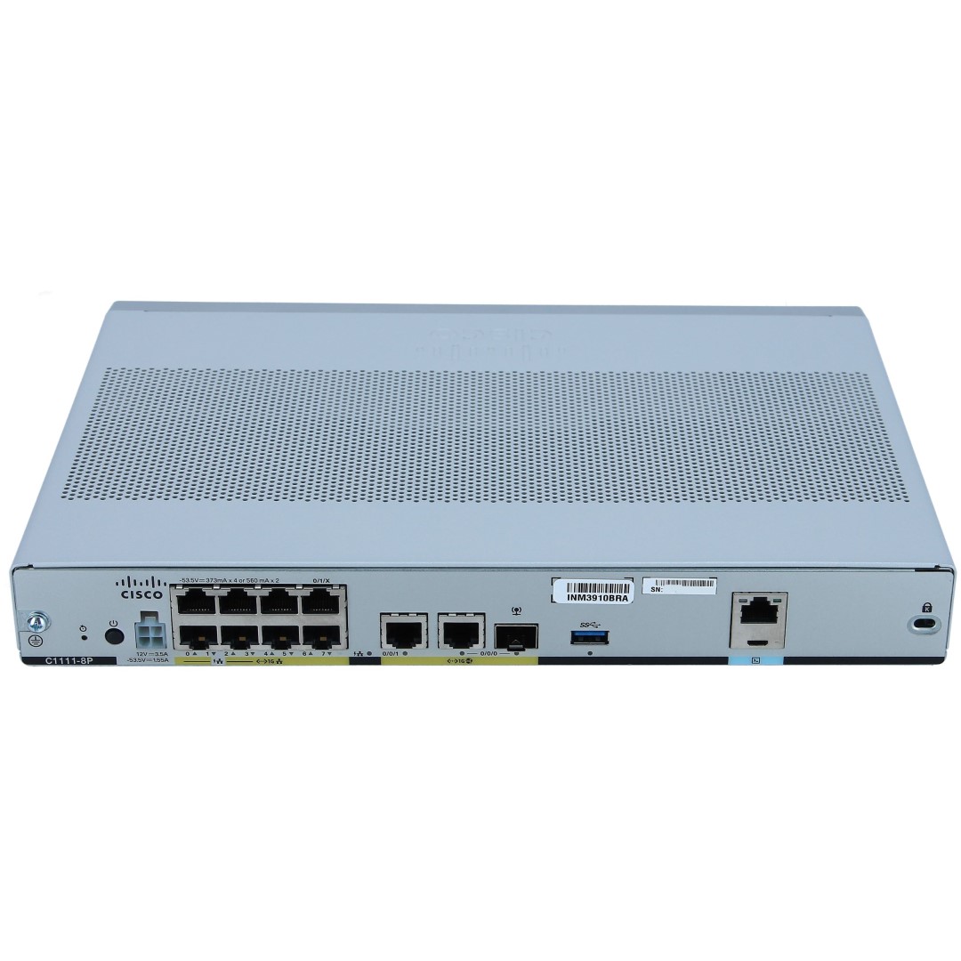 Cisco C1111 ISR 8-Ports 10/100/1000 RJ45, Dual GE WAN with PoE+ Router