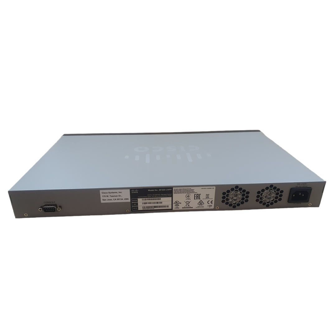 Cisco Small Business SF300-24PP Managed Switch, 24-Port 10/100 PoE+ &amp; 2x 10/100/1000 Mbps ports &amp; 2 combo mini-GBIC ports