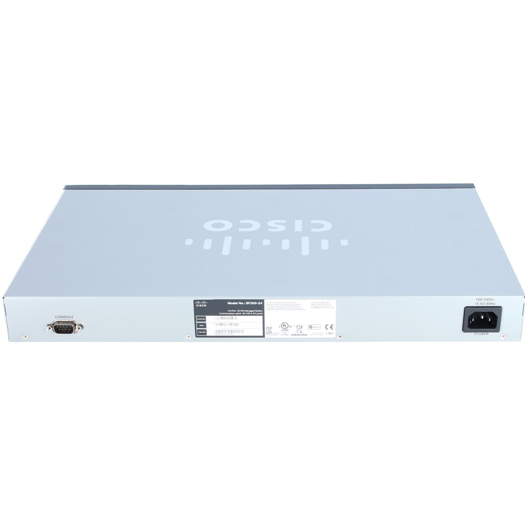 Cisco Small Business 300 Series SF300-24 Managed Switch, 24-port 10/100 &amp; 2x 10/100/1000 &amp; 2 combo mini-GBIC ports