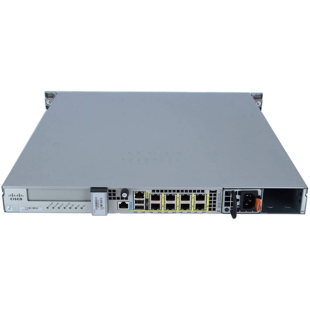 Cisco ASA 5555-X Firewall Edition; includes firewall services, 5000 IPsec VPN peers, 2 SSL VPN peers, 8 copper GE data ports, 1 copper GE management port, 1 AC power supply, Active/Active high availability, 2 security contexts, 3DES/AES license
