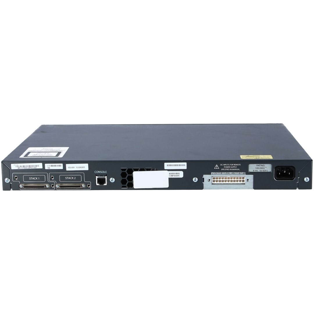 Cisco Catalyst 3750V2 Stackable 24 10/100/1000Base-T PoE Gigabit Ethernet ports &amp; 4 SFP Uplink ports, IP Base software