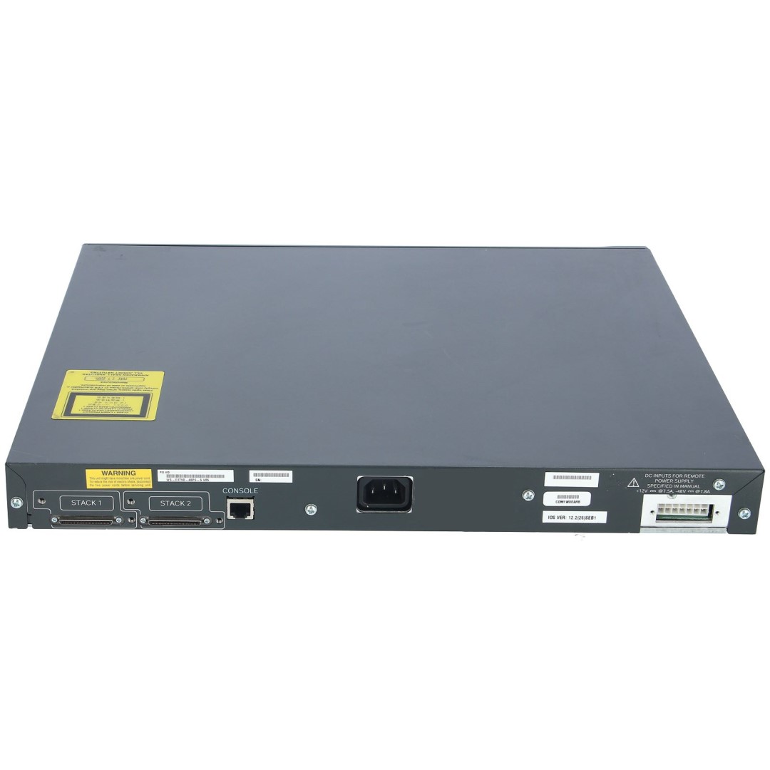 Cisco Catalyst 3750 Stackable 48 10/100 Gigabit Ethernet PoE ports &amp; 4 1GbE SFP-based Uplink ports, IP Base software