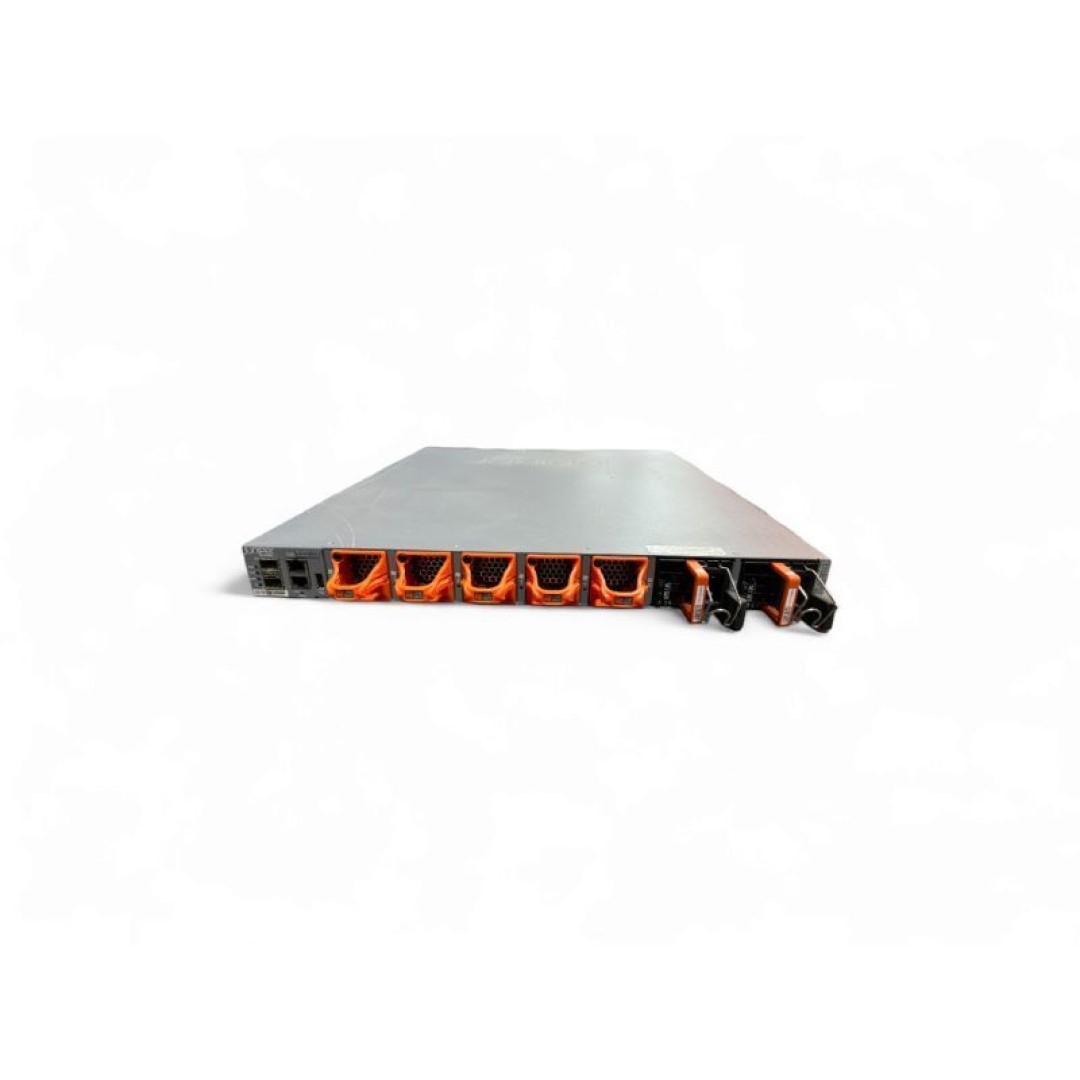 Juniper QFX5100, 24 QSFP ports, 2 expansion slots, redundant fans, redundant power AC supplies. front-to-back airflow