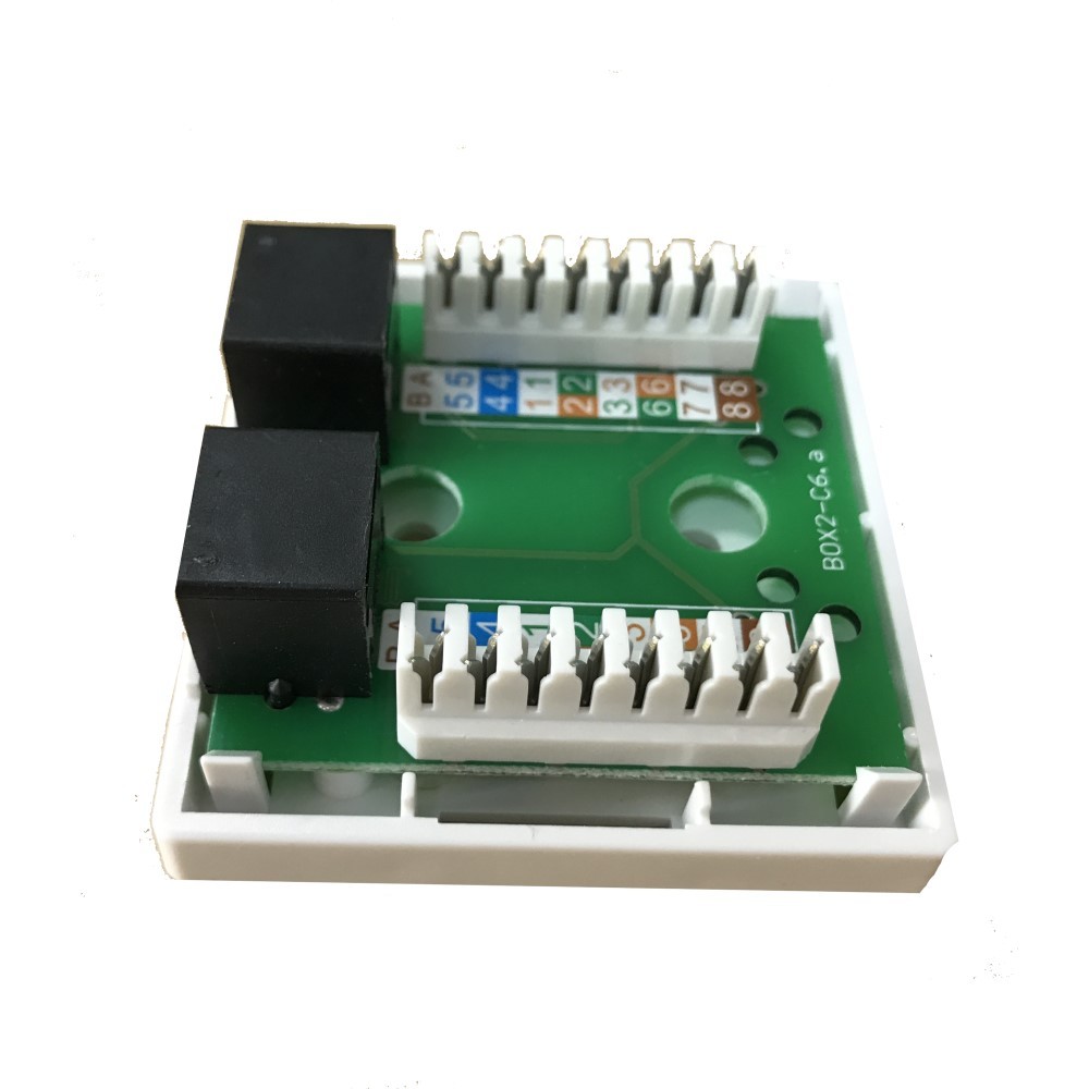 Roseta superficie con 2 conectores RJ45 C-6 UTP, 6µ oro