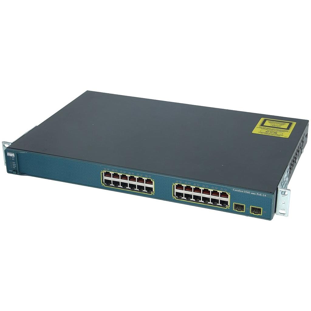 Cisco Catalyst 3560 24 10/100 PoE Ethernet Ports,  2 SFP uplink ports, Standard Multilayer Image Image (IP Base)