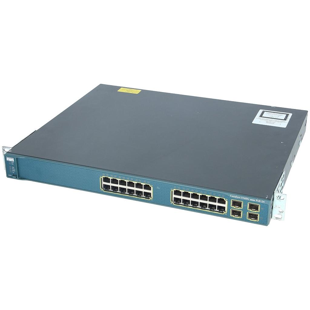 Cisco Catalyst C3560G 24 Ethernet 10/100/1000 PoE ports and 4 SFP-based Gigabit Ethernet ports, Standard Multilayer Image software (IP Base)