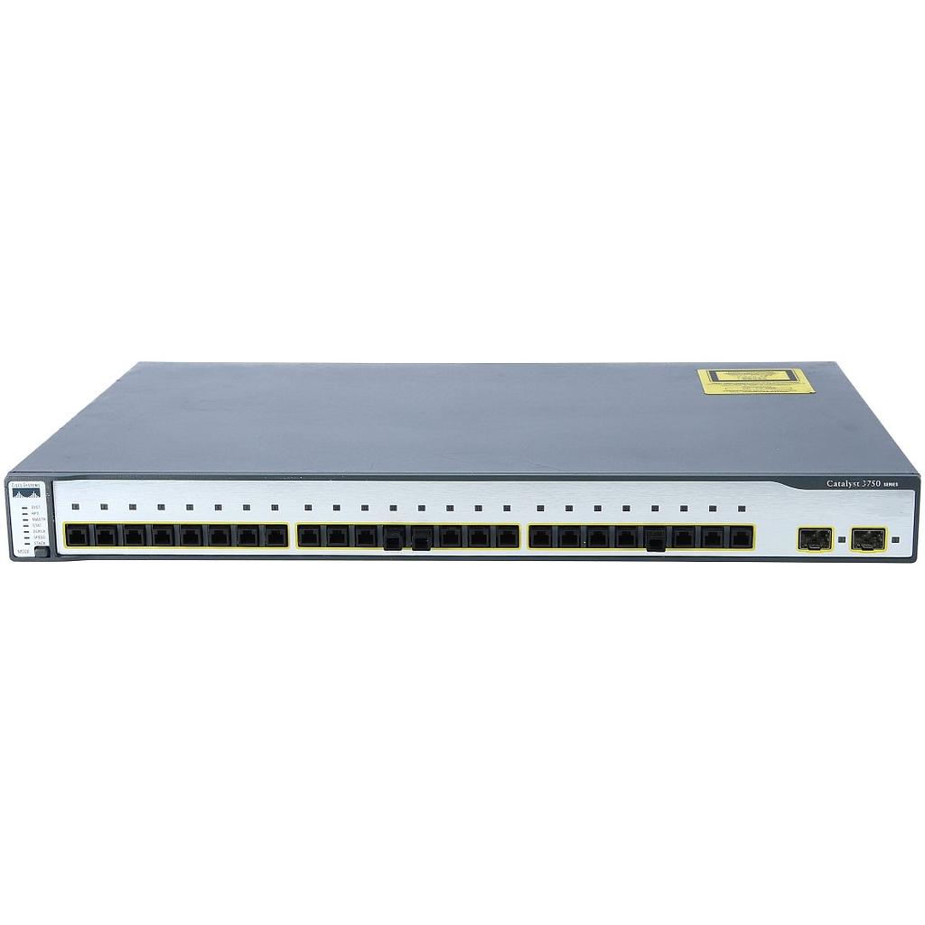 Cisco Catalyst 3750, 24 100Base-FX ports and 2 SFP-based Gigabit Ethernet, IP Base (Standard Multilayer Image)