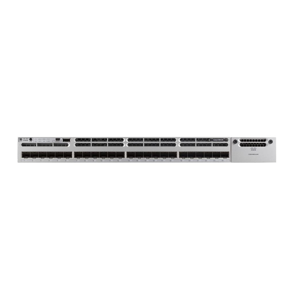 Cisco Catalyst 3850 Stackable 24 SFP Ethernet ports, with one 350WAC power supply  1 RU, IP Base feature set