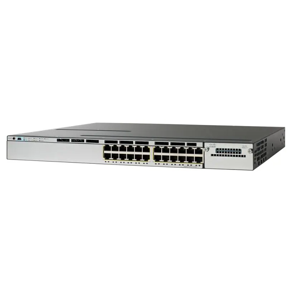 Cisco Catalyst 3750X Stackable 24 10/100/1000 Ethernet UPOE ports, with one 1100W AC power supply 1 RU, LAN Base feature set (Stackpower cables need to be purchased separately)