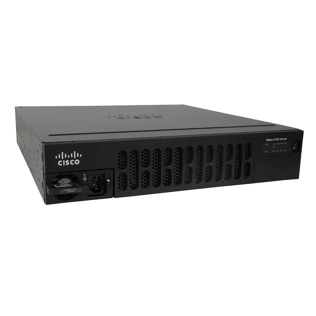 Cisco 4351 ISR with 3 onboard GE, 3 NIM slots, 1 ISC slot, 2 SM slots, 4 GB Flash Memory default, 4 GB DRAM default with Voice (V) bundle