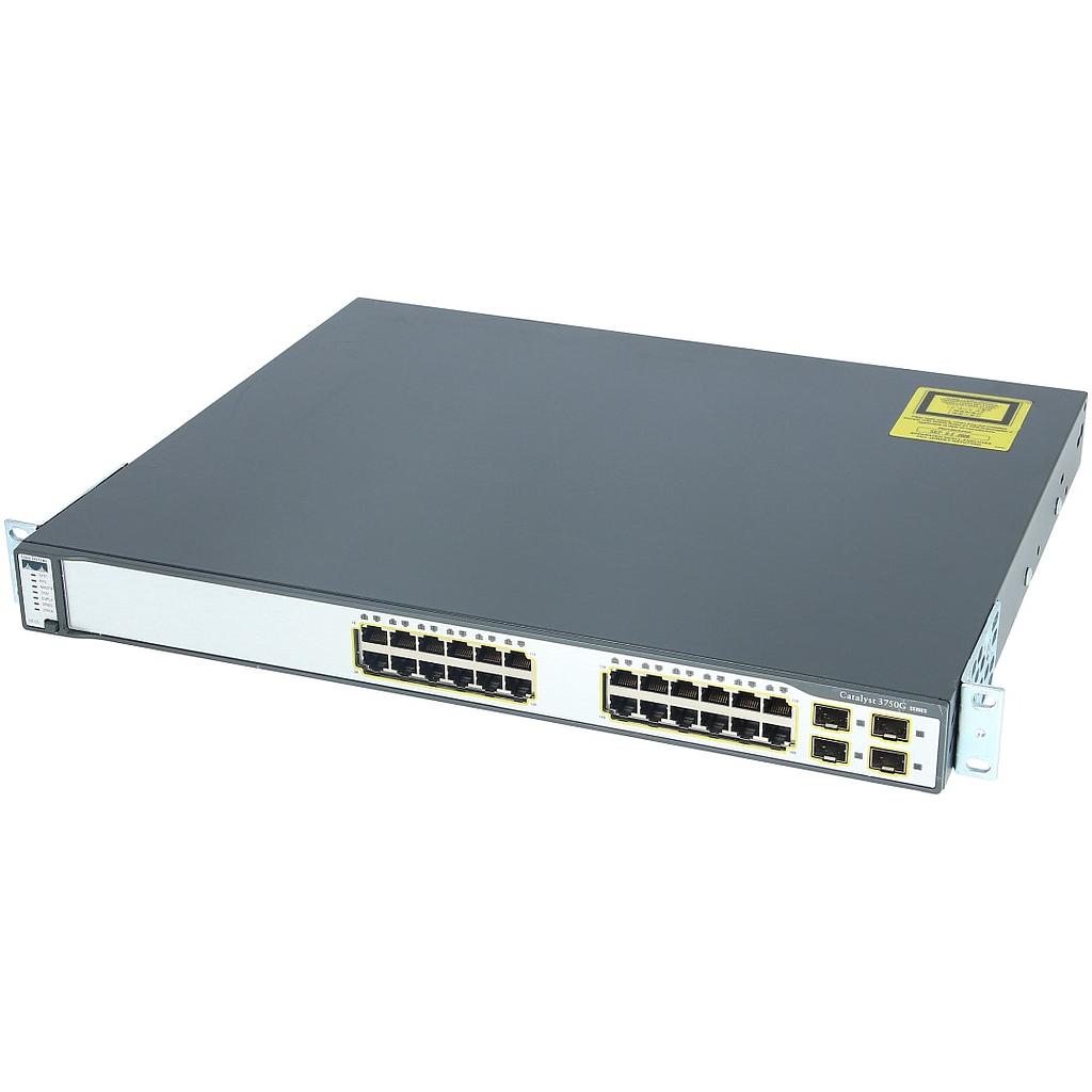 Cisco Catalyst 3750G Stackable 24 10/100/1000Base-T Gigabit Ethernet ports &amp; 4 SFP Uplink ports, IP Base software