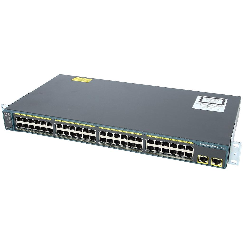 Cisco Catalyst 2960 48 10/100 and two fixed 10/100/1000TX uplink ports, LAN Base Image