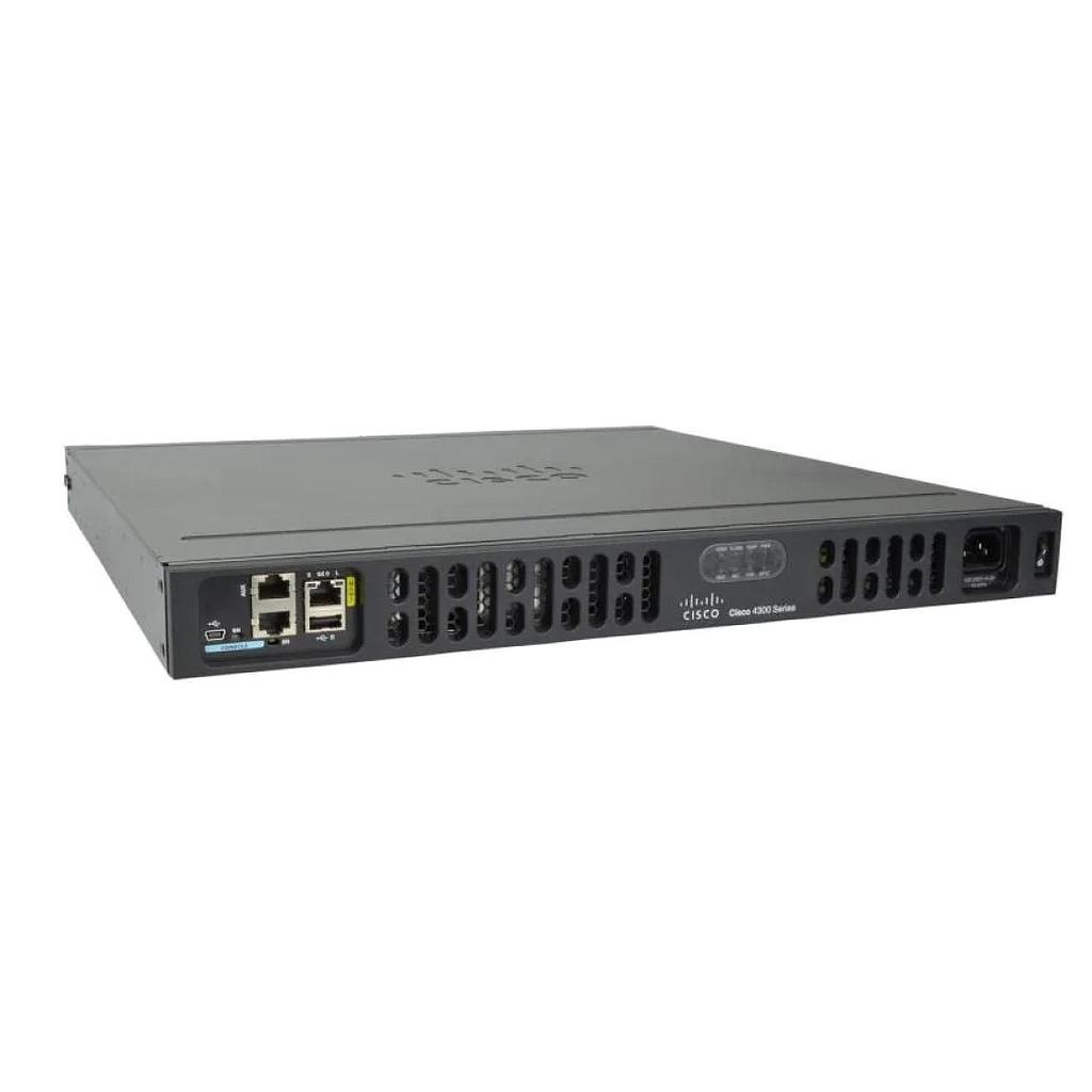 Cisco 4331 ISR with 3 onboard GE, 2 NIM slots, 1 ISC slot, 1 SM slots, 4 GB Flash Memory default, 4 GB DRAM default with Application Experience (AX) bundle