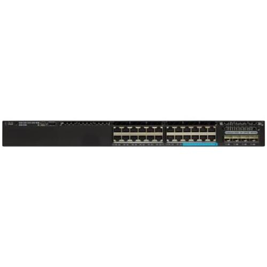 Cisco Catalyst 3650 Standalone with Optional Stacking 24 (16 10/100/1000 and 8 100Mbps/1/2.5/5/10 Gbps) Ethernet and 4x10G Uplink ports, with one 1100WAC power supply, 1 RU, IP Base feature set