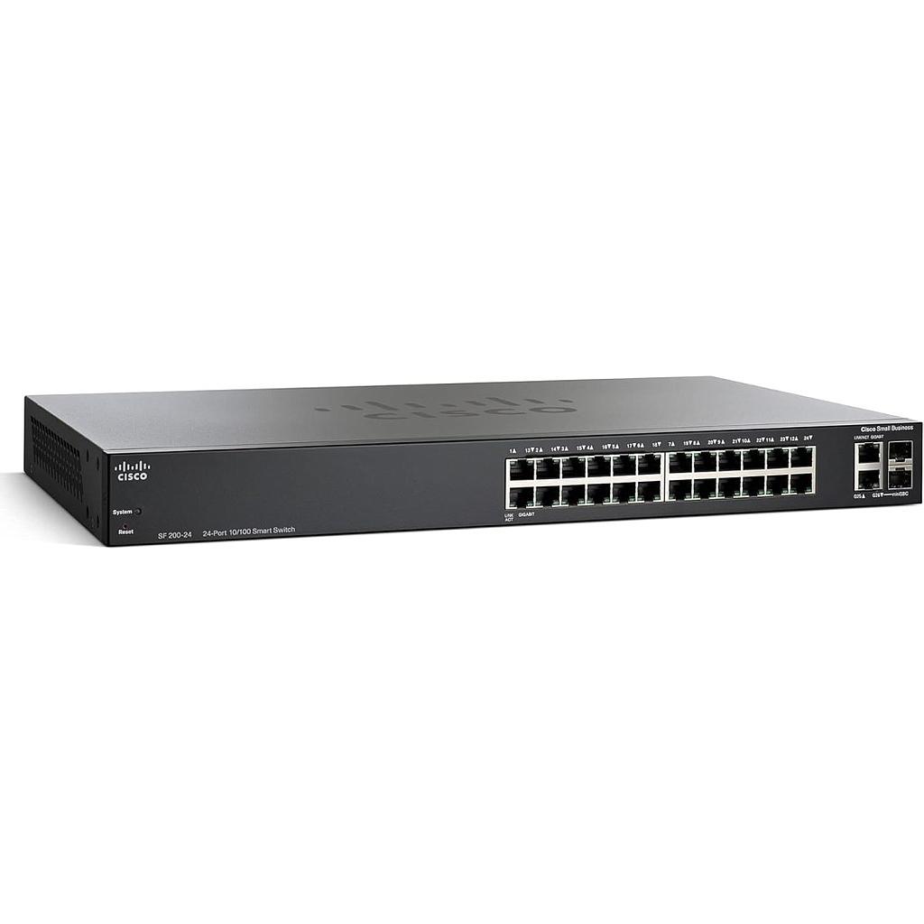 Cisco Small Business 200 Series SF200-24 Smart Switch, 24-Port 10/100 &amp; 2 combo mini-GBIC ports