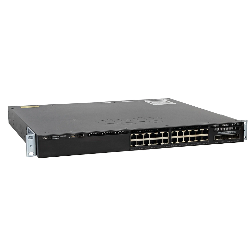 Cisco Catalyst 3650 Standalone with Optional Stacking 24 10/100/1000 Ethernet and 2x10G Uplink ports, with one 250WAC power supply, 1 RU, IP Services feature set