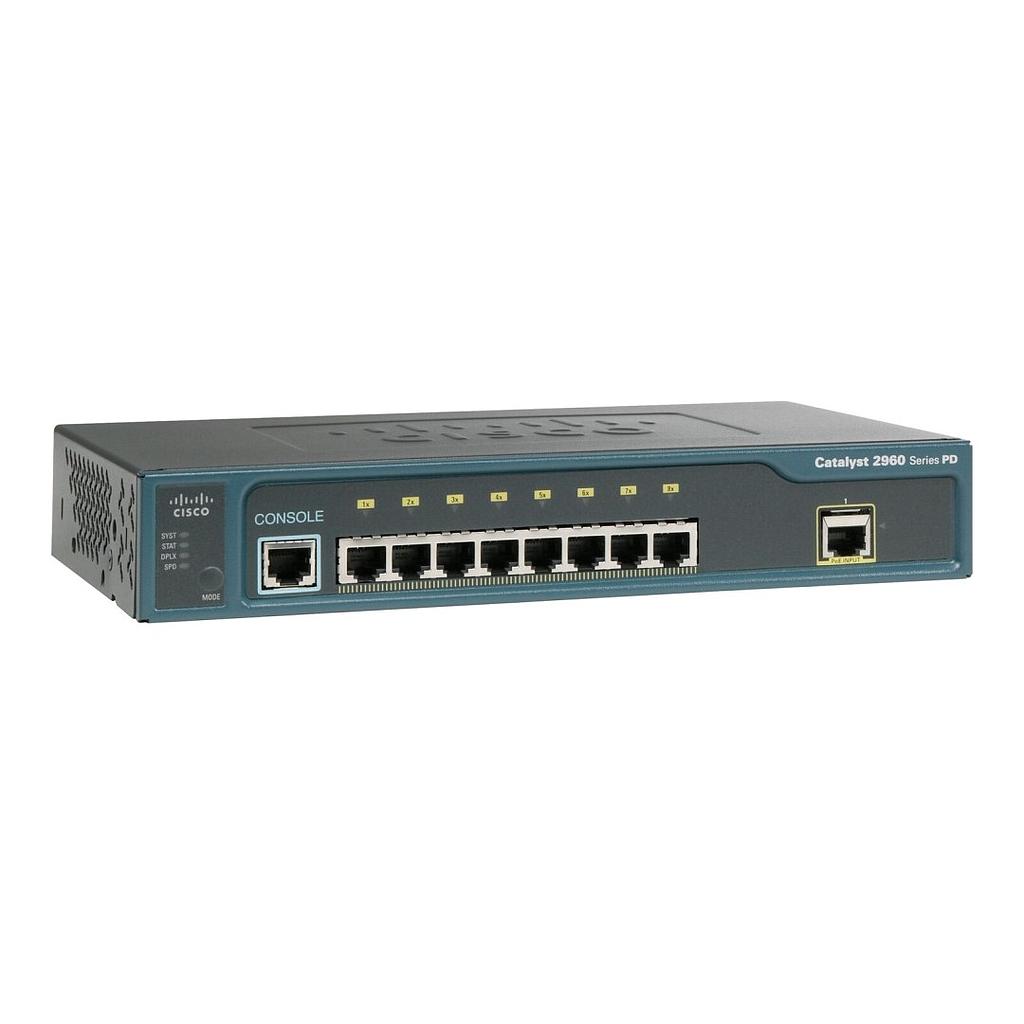 Cisco Catalyst 2960 Powered Device 8 10/100 Ethernet Ports and 1 10/100/1000 PoE input port, LAN Base image