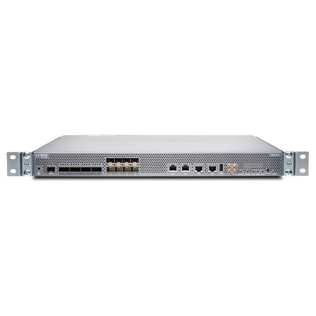 Juniper Networks MX204 chassis with 3 fan trays and 2 power supplies, R mode MX204 Fixed AC System - HW and standard Junos; feature right to use must be ordered separately