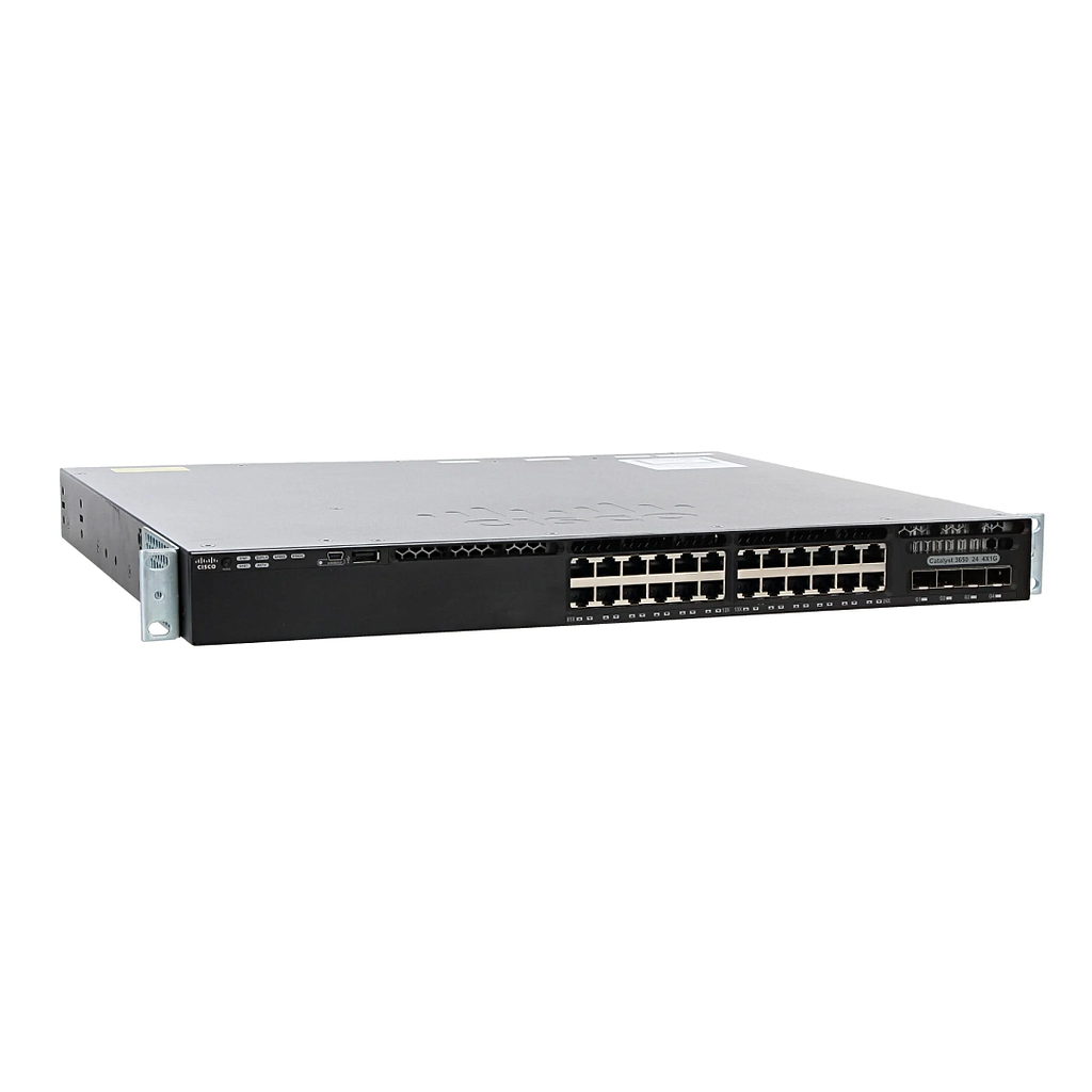 Cisco Catalyst 3650 Standalone with Optional Stacking 24 10/100/1000 Ethernet and 4x1G Uplink ports, with one 250WAC power supply, 1 RU, IP Services feature set