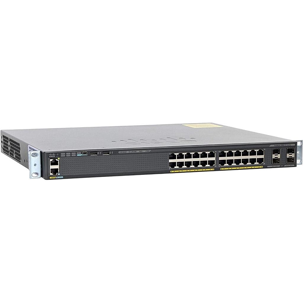 Cisco Catalyst 2960X 24 10/100/1000 PoE+ ports (PoE budget of 370 W) and 4 SFP module slots LAN Base