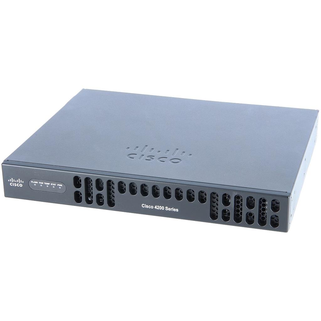 Cisco 4221 ISR with 2 onboard GE, 2 NIM slots, 8 GB Flash Memory default, 4 GB DRAM default with Security (SEC) bundle