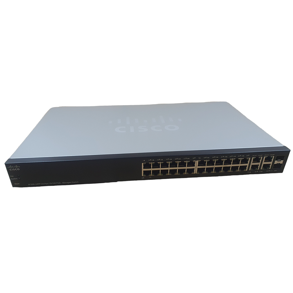 Cisco Small Business 300 Series SF300-24PP Managed Switch, 24-Port 10/100 PoE+ &amp; 2x 10/100/1000 Mbps ports &amp; 2 combo mini-GBIC ports