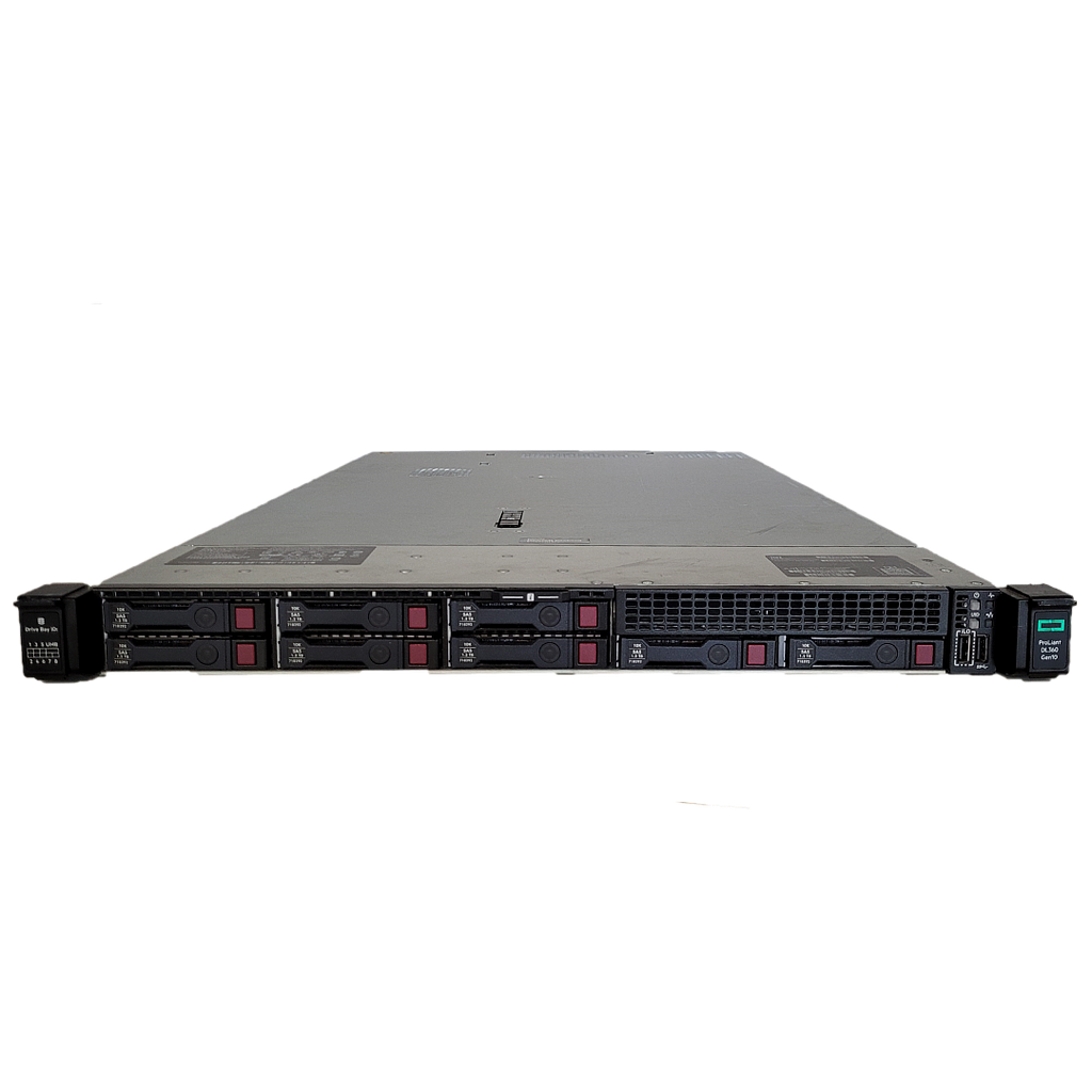 HP ProLiant DL360 G10 8SFF CTO 1U; HPE Smart Array S100i SR Gen10 SW RAID;4x 1GbE embedded NIC