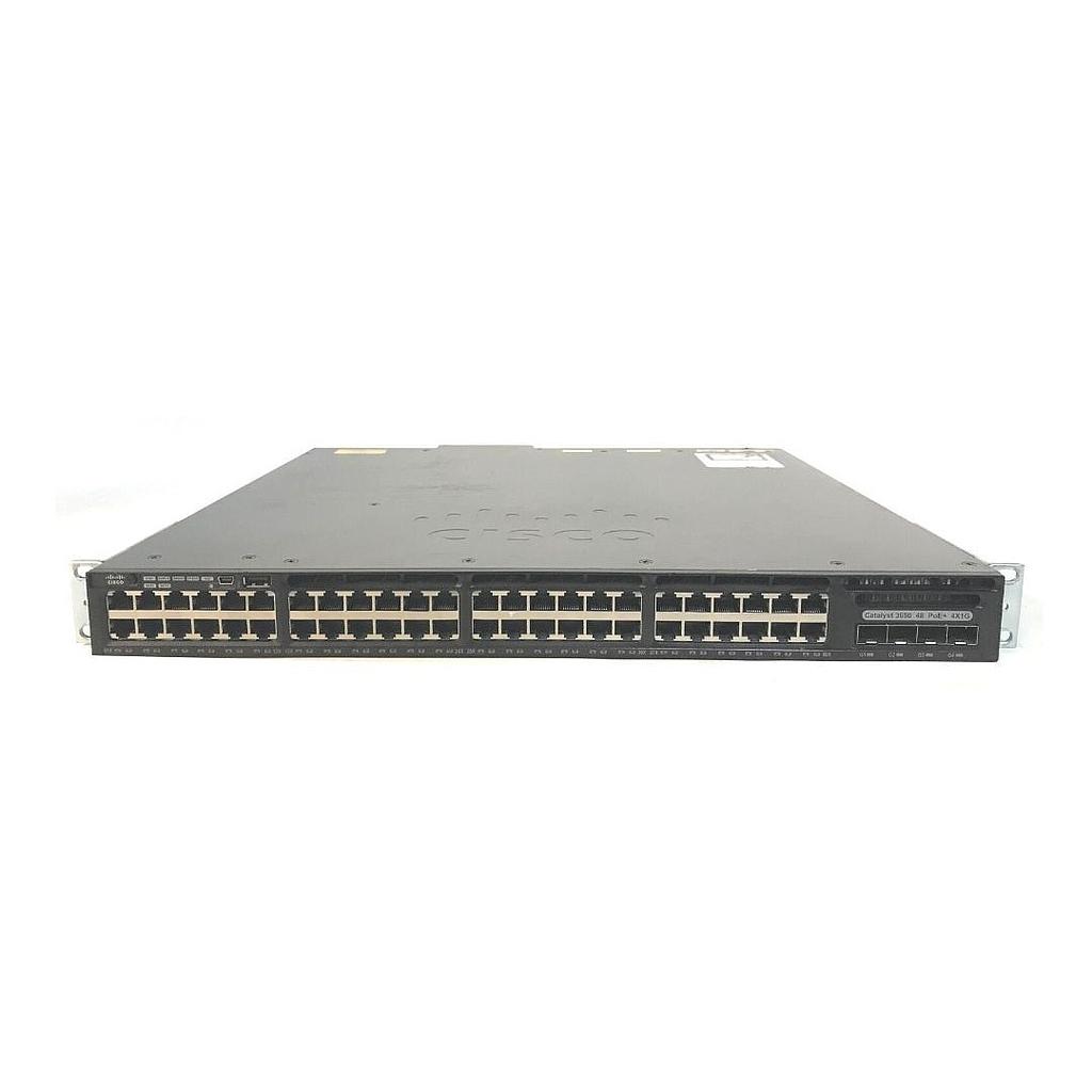 Cisco Catalyst 3650 Standalone with Optional Stacking 48 10/100/1000 Ethernet PoE+ and 4x1G Uplink ports, with one 1025WAC power supply, 1 RU, IP Base feature set