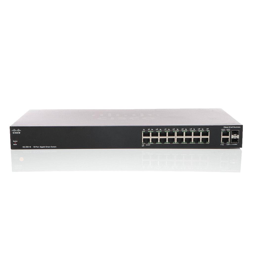 Cisco Small Business 200 Series SG200-18 Smart Switch, 16-Port 10/100/1000 &amp; 2 combo mini-GBIC ports