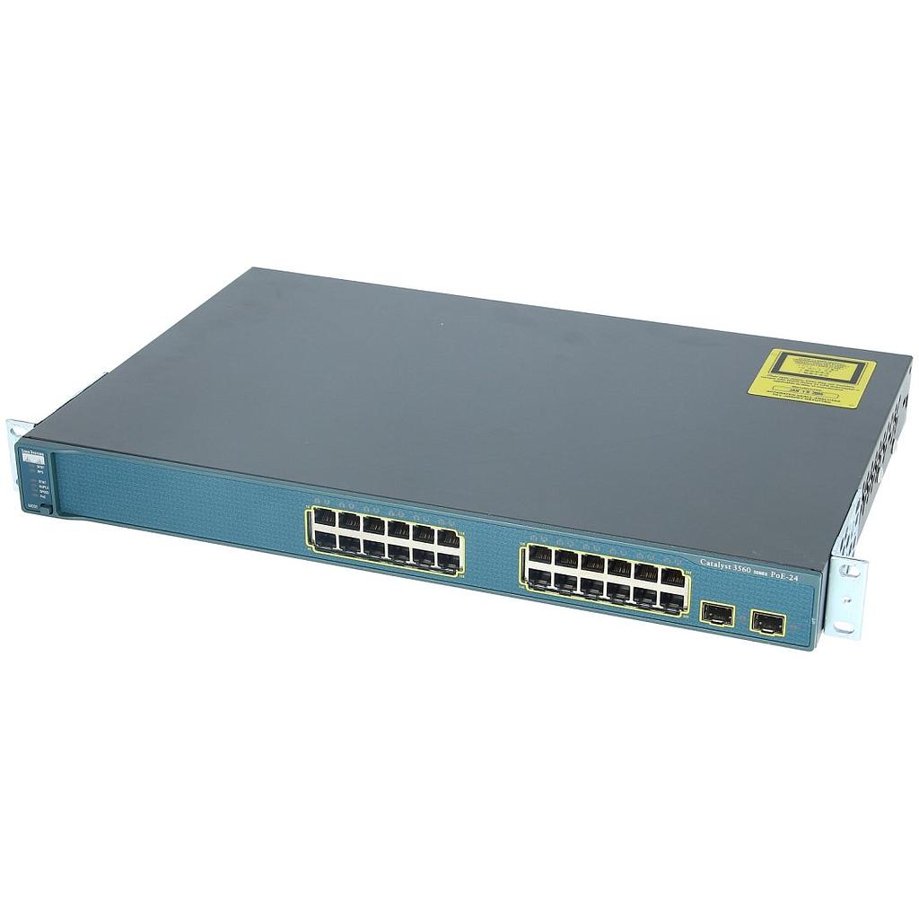 Cisco Catalyst 3560 24 10/100 PoE Ethernet Ports, 2 SFP uplink ports, Enhanced Multilayer Image Image (IP Services)