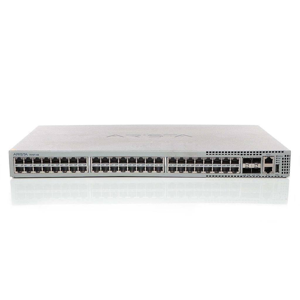 Arista 7010T, 48x RJ45 (10/100/1000), 4 x SFP+ (1/10GbE) switch, rear to front air, 2x AC