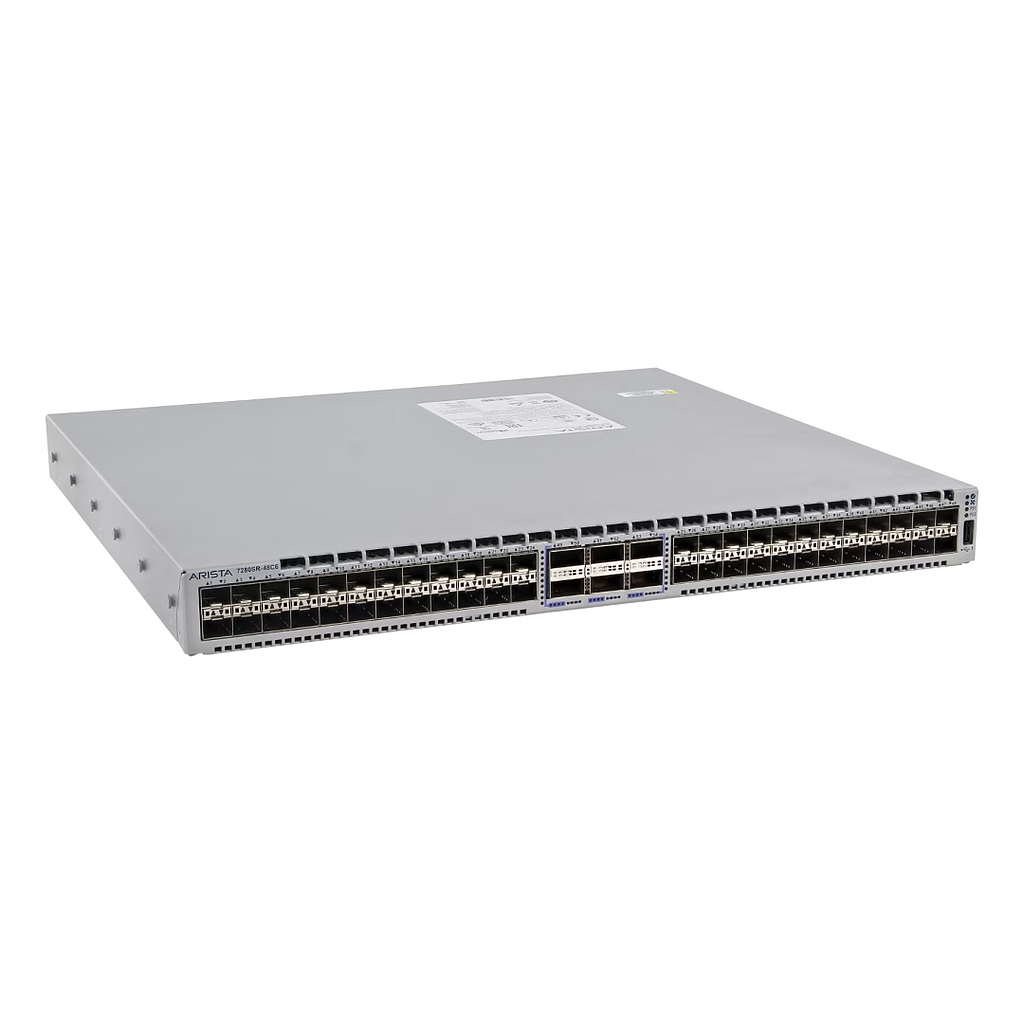 Arista 7280SR, 48x 1/10GbE SFP+ &amp; 6x 100GbE QSFP switch, front to rear airflow, 2x AC power supplies