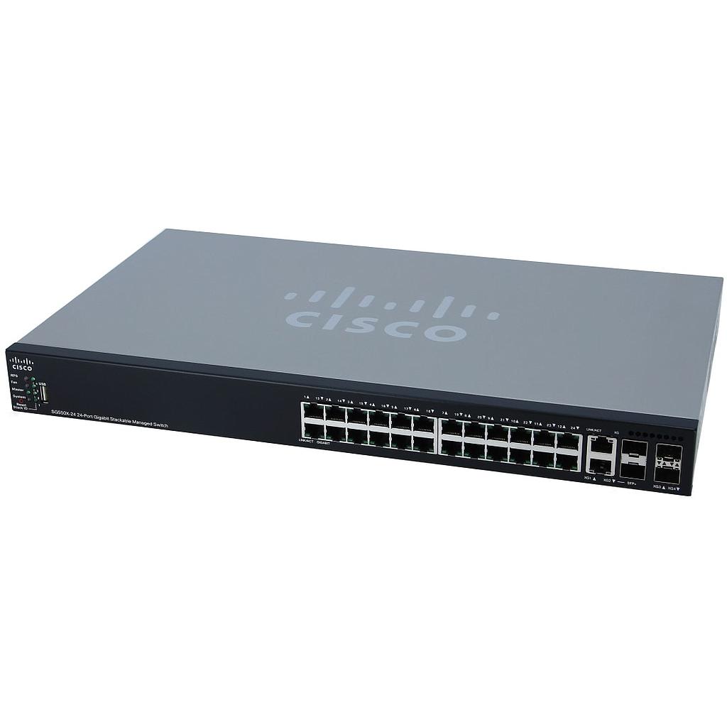 Cisco 550X Series SG550X-24 Stackable Managed Switch, 24-Port 10/100/1000 &amp; 4x 10 Gigabit Ethernet (2x 10GBase-T/SFP+ combo &amp; 2x SFP+)