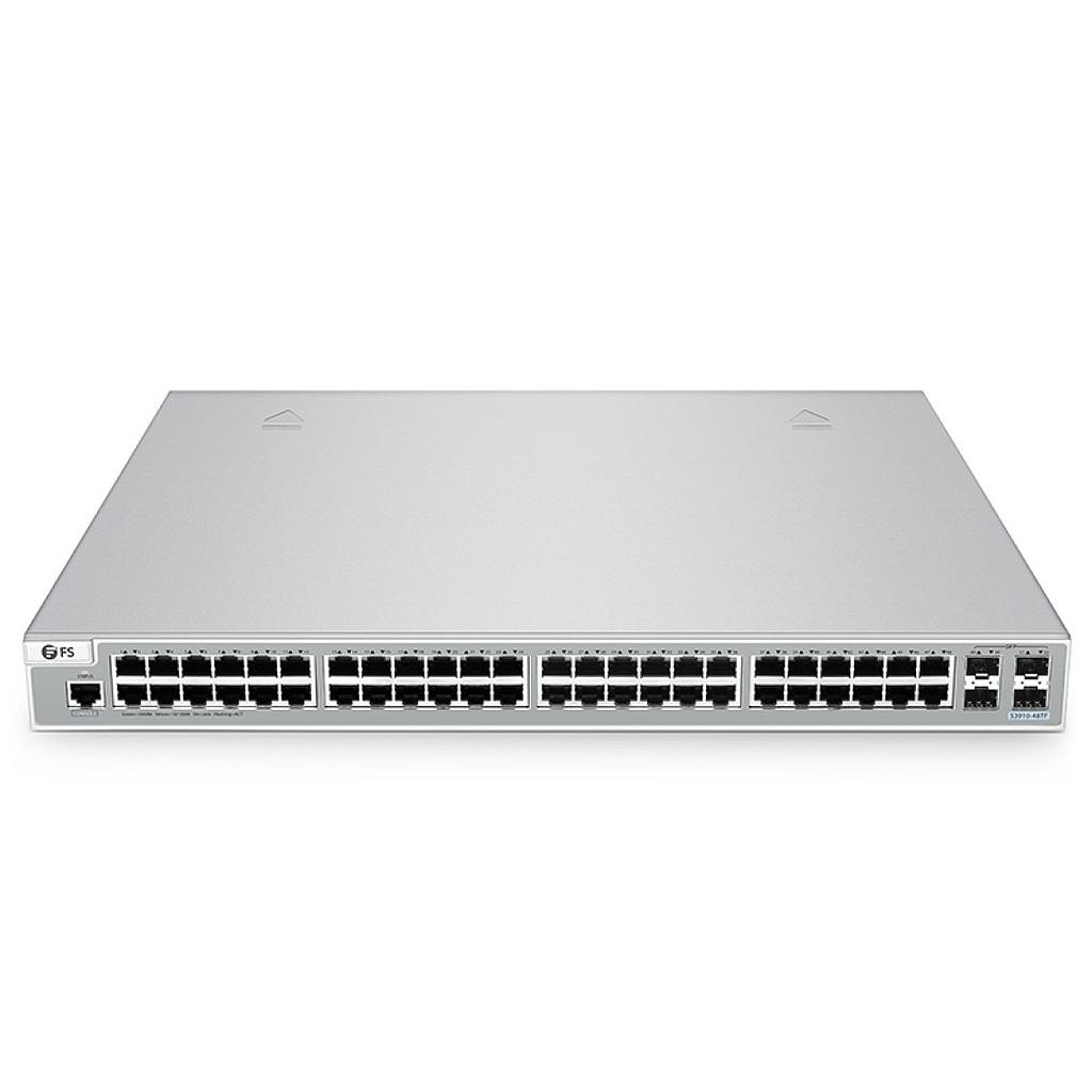 FS S3910-48TF, 48-Port Ethernet L2+ Switch, 48 x Gigabit RJ45, with 4 x 1Gb SFP Uplinks