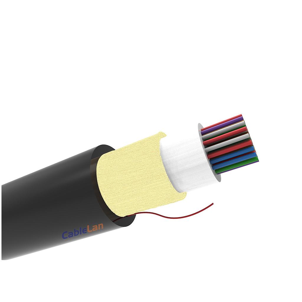 Cable F.O. OS2 exterior dieléctrica, PE, Fca, bobina 2000 m, 1 x 12 fibras