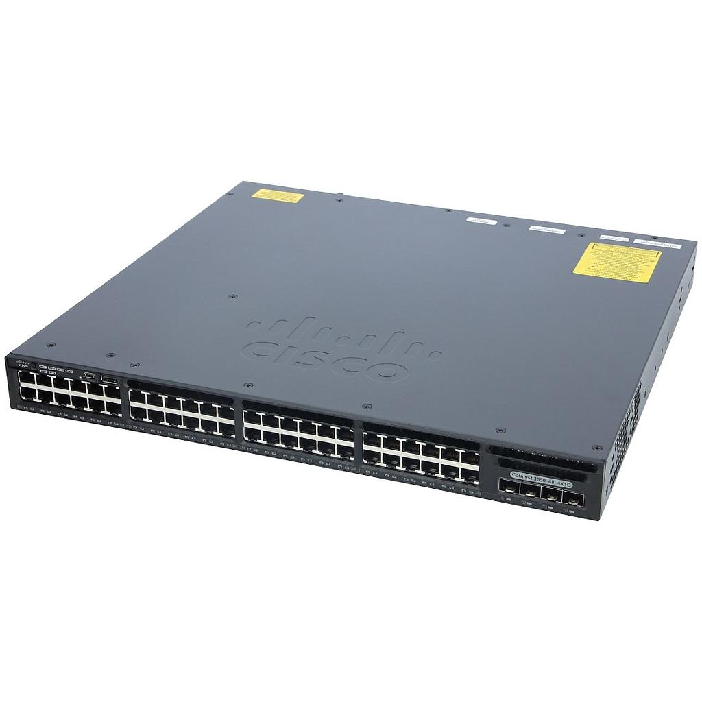 Cisco Catalyst 3650 Standalone with Optional Stacking 48 10/100/1000 Ethernet and 4x1G Uplink ports, with one 250WAC power supply, 1 RU, LAN Base feature set