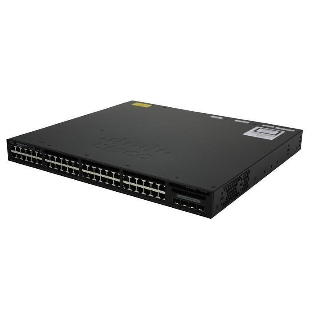 Cisco Catalyst 3650 Standalone with Optional Stacking 48 10/100/1000 Ethernet PoE+ and 2x10G Uplink ports, with 640WAC power supply, 1 RU, IP Base feature set