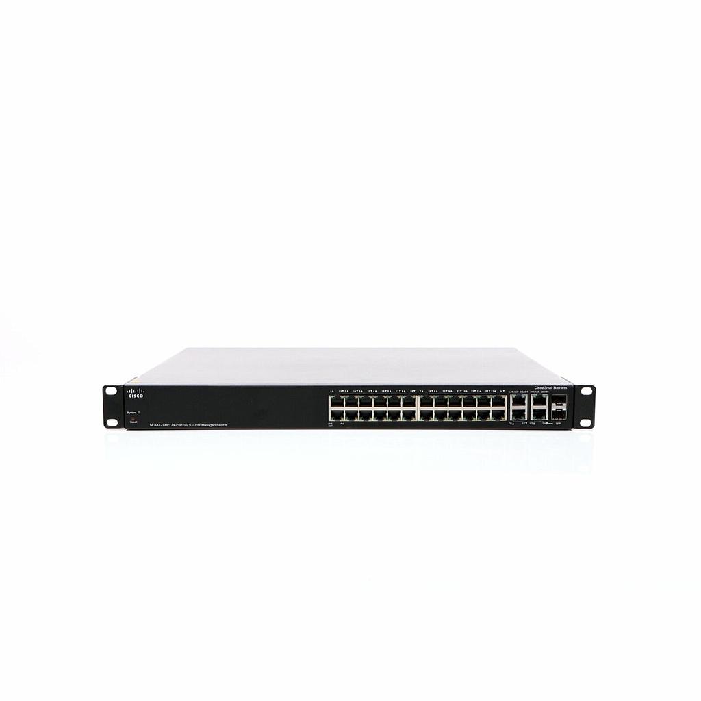 Cisco Small Business 300 Series SF300-24MP Managed Switch, 24-Port 10/100 PoE+ &amp; 2x 10/100/1000 Mbps ports &amp; 2 combo mini-GBIC ports