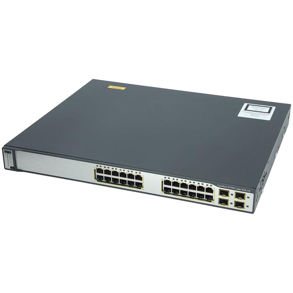 Cisco Catalyst 3750G Stackable 24 10/100/1000Base-T PoE Gigabit Ethernet ports &amp; 4 SFP Uplink ports, IP Services software