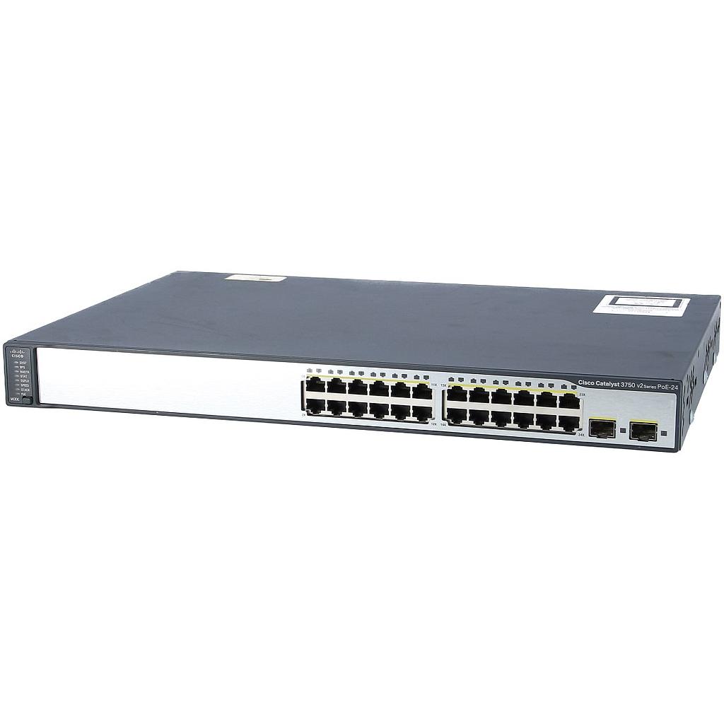 Cisco Catalyst 3750V2 Stackable 24 10/100Base-T PoE Ethernet ports &amp; 2 SFP Uplink ports, IP Base software