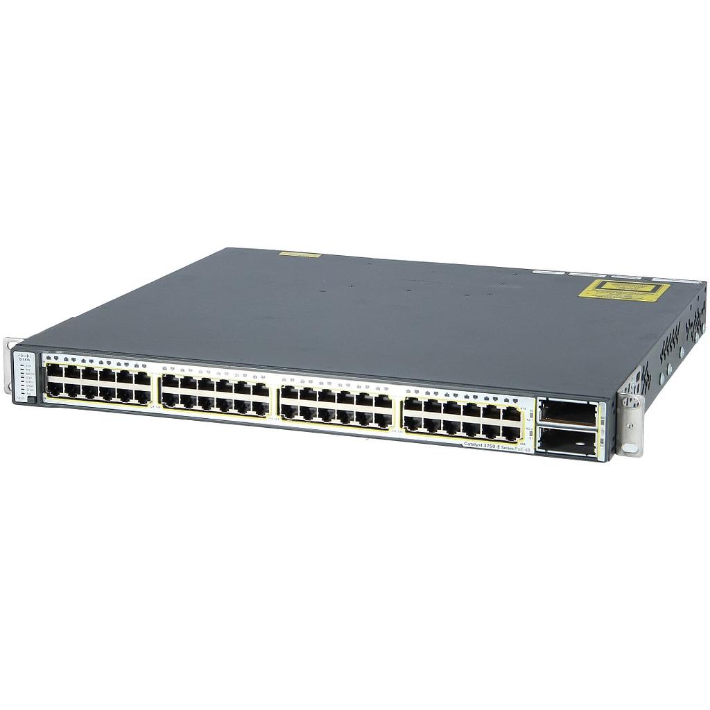 Cisco Catalyst 3750E Stackable 48 10/100/1000 PoE Ethernet ports &amp; 2 10GE X2, with one 750W AC Power Supply, IP Base software