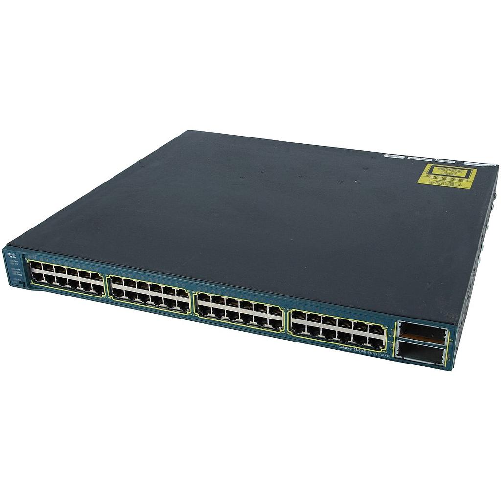 Cisco Catalyst 3560E 48 10/100/1000 (RJ45) PoE ports and 2 10GE (X2), 750W AC, IP Base (IPB) software