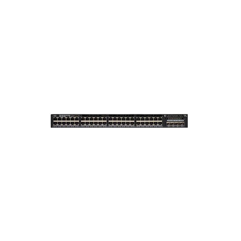 Cisco Catalyst 3650 Standalone with Optional Stacking 48 10/100/1000 Ethernet PoE+ and 4x10G Uplink ports, with one 640WAC power supply, 1 RU, IP Base feature set