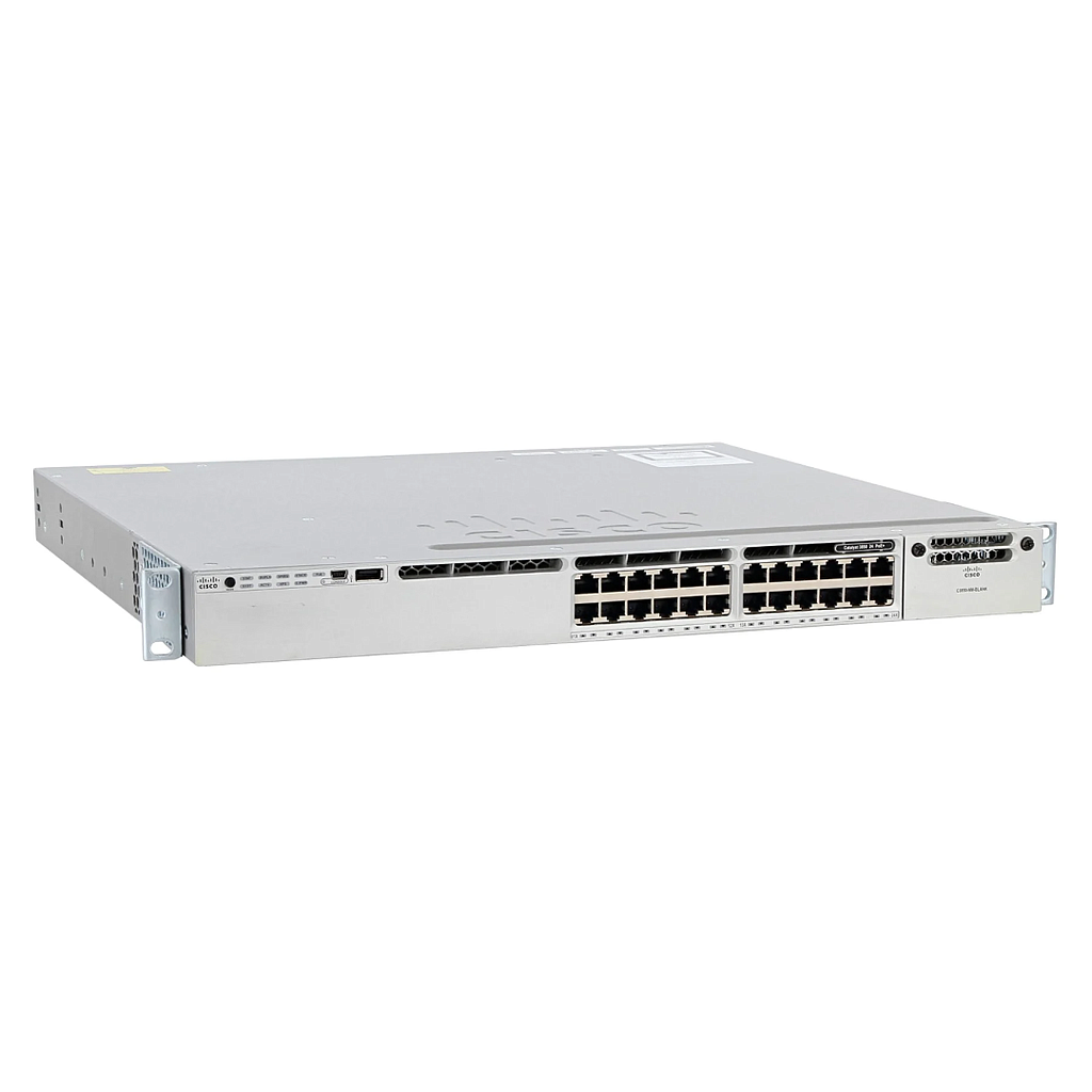 Cisco Catalyst 3850 Stackable 24 10/100/1000 Ethernet PoE+ ports, with one 715WAC power supply  1 RU, IP Services feature set