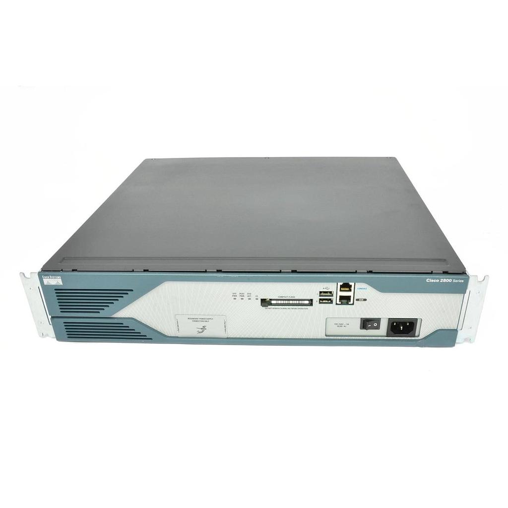 Cisco 2851 ISR Dual Gigabit Ethernet Integrated Services Router with AC power, 2GE, 1 NME-XD, 1 EVM, 4 HWICs, 3 PVDM slots, 2 AIMs, and Cisco IOS IP Base Software
