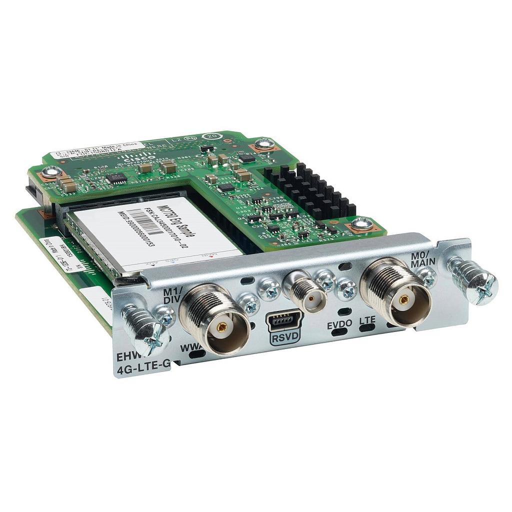 Cisco 4G LTE Wireless Enhanced High-speed WAN Interface Card (EHWIC) for Europe Wireless Network, LTE 800/900/1800/ 2100/2600 MHz, 900/1900/2100 MHz UMTS/HSPA bands