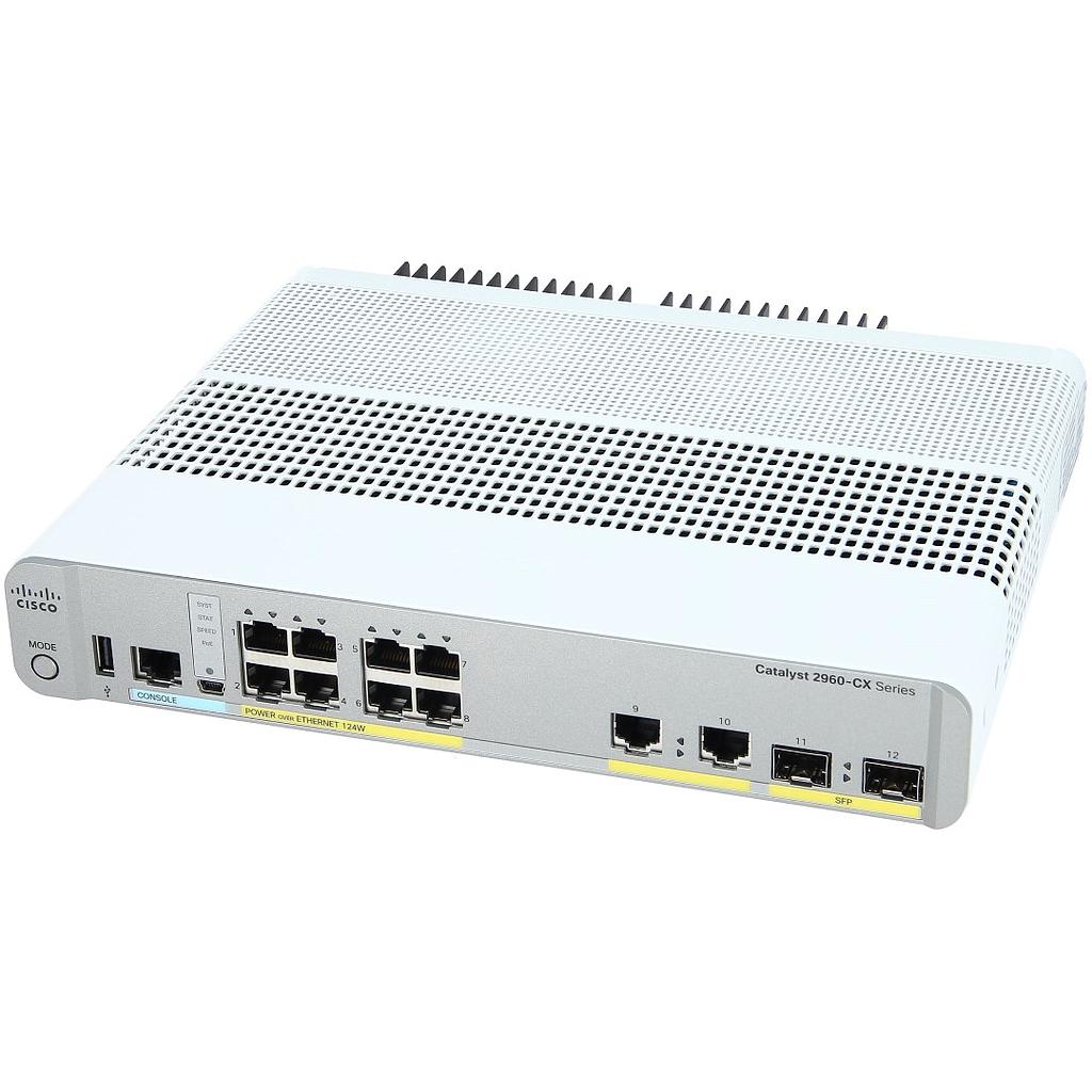 Cisco Catalyst compact switch 2960CX PoE+ Switch, 8 10/100/1000 GE PoE+, 2x 1G RJ45 &amp; 2x 1G SFP uplink ports, LAN Base